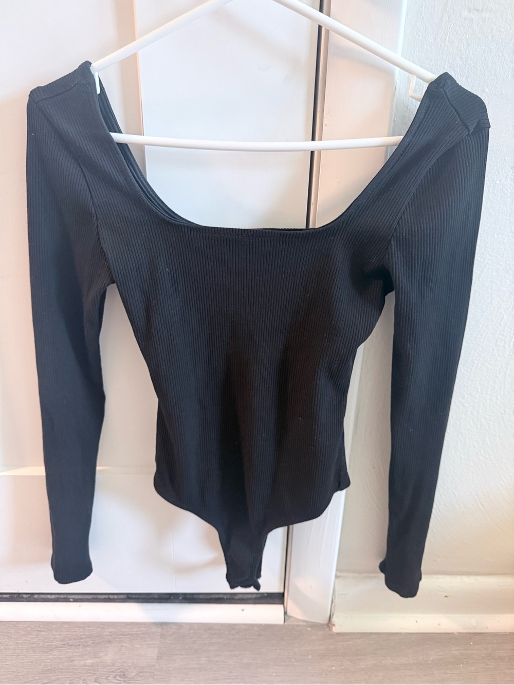 Altar’d State Black Ribbed Long-Sleeve Scoop Neck Bodysuit, size small, like new